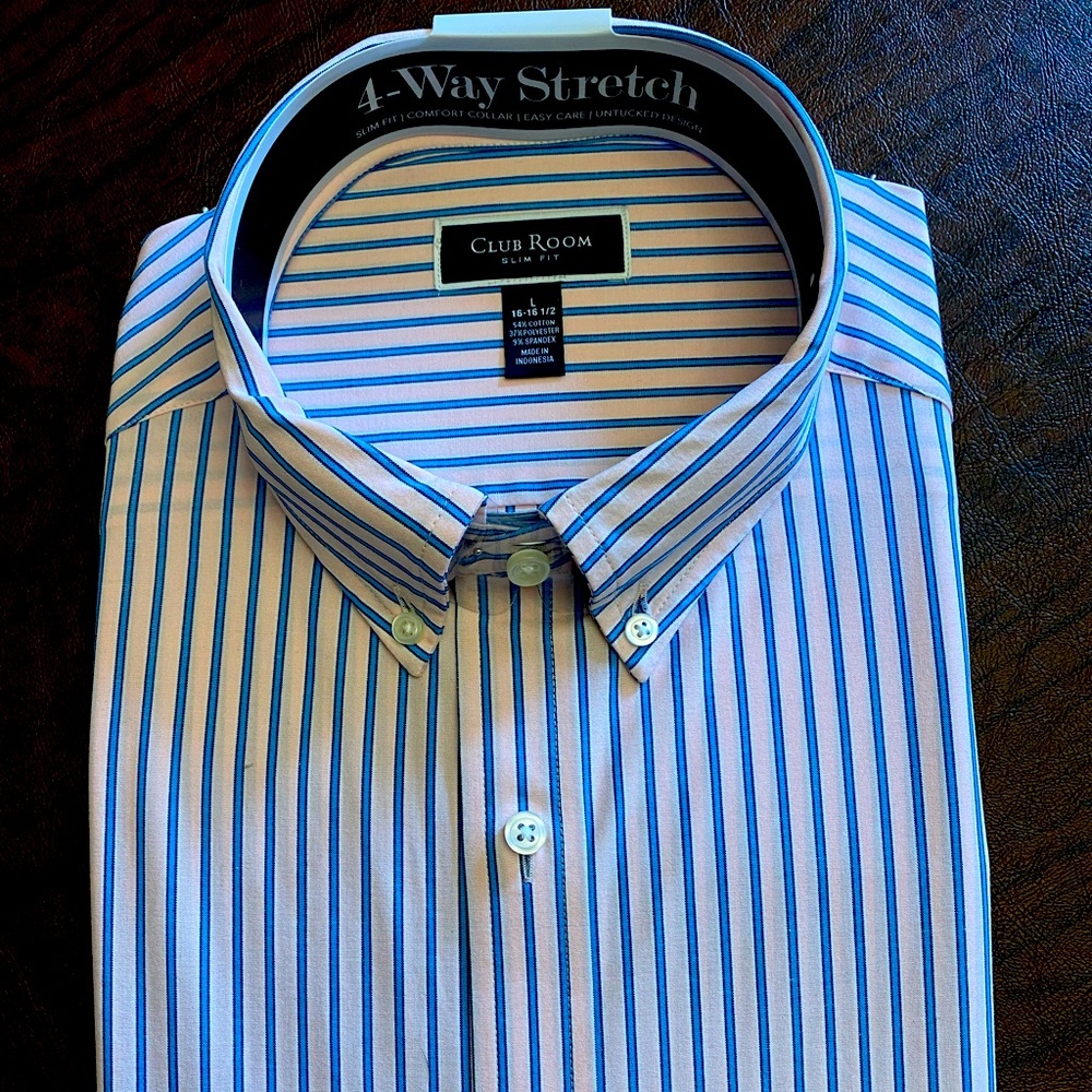 Mens Charter Club Blue and Pink Shirt